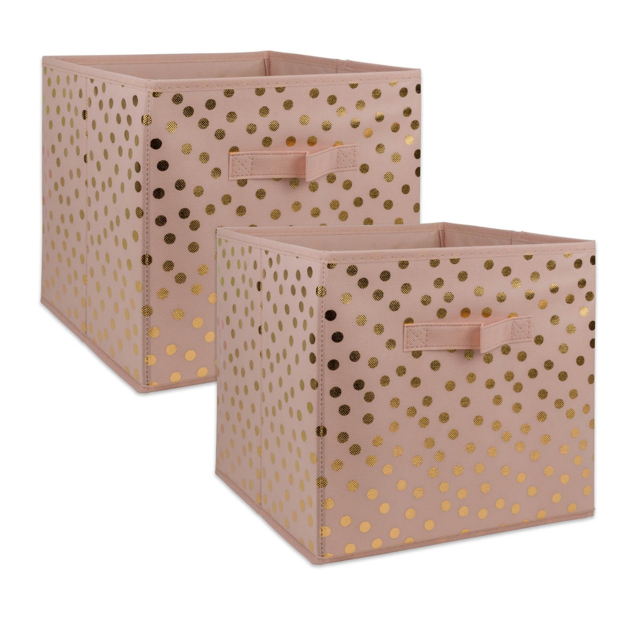 DII® 11" Millennial Pink & Gold Dots Non-Woven Fabric Cubes, 2ct.